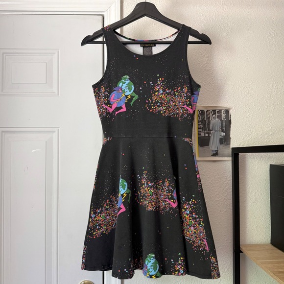 Nooworks Dresses & Skirts - NOOWORKS black space galaxy celestial print a-line fit flare mini dress
